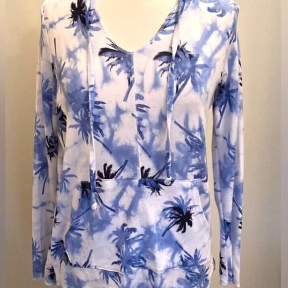 French Laundry Tops - French Laundry SWEATSHIRT PROJECT Palm Trees Blue Tie Dye Pullover Hoodie Sz S